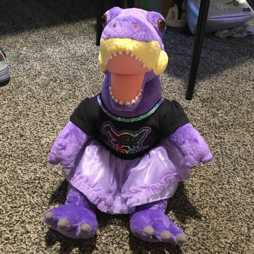 Build a Bear Scaly Purple T Rex Plush w outfit